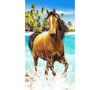 Telo mare, 100 x 180 cm, extra grande, asciugamano in microfibra per bagno o spiaggia con delfino stampato Horse