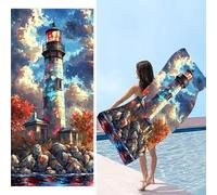 Telo Mare, 100 x 200 cm Telo Mare Microfibra Grande, Faro Vista Asciugamano Microfibra, Asciugatura Rapida, Teli Bagno Senza Sabbia, Uomo, Donna, Spiaggia, Sauna, Fitness, Yoga Teli Mares d-237