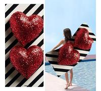 Telo Mare, 100 x 200 cm Telo Mare Microfibra Grande, Rosso Amore Asciugamano Microfibra, Asciugatura Rapida, Teli Bagno Senza Sabbia, Uomo, Donna, Spiaggia, Sauna, Fitness, Yoga Teli Mares d-465