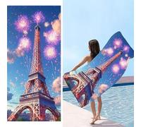 Telo Mare, 100 x 200 cm Telo Mare Microfibra Grande, Torre Eiffel Asciugamano Microfibra, Asciugatura Rapida, Teli Bagno Senza Sabbia, Uomo, Donna, Spiaggia, Sauna, Fitness, Yoga Teli Mares d-1
