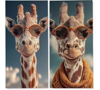 Telo Mare 100x200 cm, Set da 2 Microfibra Asciugamani Teli da Spiaggia Asciugatura Rapida e Anti-Sabbia Palestra Grande xxl Uomo Donna Accessori Beach Towel Leggero Grandi (Occhiali Giraffe) z-4139