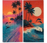 Telo Mare 100x200 cm, Set da 2 Microfibra Asciugamani Teli da Spiaggia Asciugatura Rapida e Anti-Sabbia Palestra Grande xxl Uomo Donna Accessori Beach Towel Leggero Grandi (Vista Sulla Spiaggia) z5777
