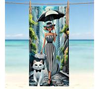Telo Mare 120 x 60 cm - banda Telo Mare Microfibra, Salvietta da Spiaggia Compatta per Viaggi, Antisabbia, Asciugatura Rapida, Assorbente, Asciugamano Salvaspazio, Lavabile in Lavatrice, donna 0l-421