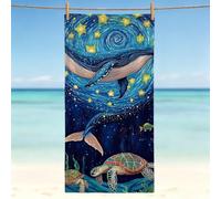 Telo Mare 150 x 75 cm - sogno Telo Mare Microfibra, Salvietta da Spiaggia Compatta per Viaggi, Antisabbia, Asciugatura Rapida, Assorbente, Asciugamano Salvaspazio, Lavabile in Lavatrice, balena 0l-349