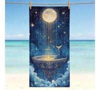 Telo Mare 170 x 85 cm - sogno Telo Mare Microfibra, Salvietta da Spiaggia Compatta per Viaggi, Antisabbia, Asciugatura Rapida, Assorbente, Asciugamano Salvaspazio, Lavabile in Lavatrice, luna 0l-348