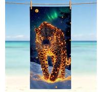 Telo Mare 190 x 95 cm - leopardo Telo Mare Microfibra, Salvietta da Spiaggia Compatta per Viaggi, Antisabbia, Asciugatura Rapida, Assorbente, Asciugamano Salvaspazio, Lavabile in Lavatrice,aurora 0l-9