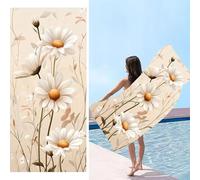 Telo Mare, 220 x 100 cm Telo Mare Microfibra Grande, margherita bianca Asciugamano Microfibra, Asciugatura Rapida, Teli Bagno Senza Sabbia, Uomo, Donna, Spiaggia, Sauna, Fitness, Yoga Teli Mares d-18