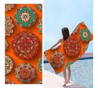 Telo Mare, 80 x 160 cm Telo Mare Microfibra Grande, Bohemia arancione Asciugamano Microfibra, Asciugatura Rapida, Teli Bagno Senza Sabbia, Uomo, Donna, Spiaggia, Sauna, Fitness, Yoga Teli Mares d-172