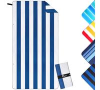 Telo Mare 90x180cm Asciugamano Microfibra , Telo Palestra Compatto e Resistente alla Sabbia, Telo Mare Microfibra Adatto per Spiaggia, Palestra, Viaggi, Spiaggia, Sauna (Bianco&Blu Navy, 90x180cm)