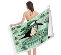 Telo Mare Animal Skating On Ice in A Hat Pattern Asciugamano da Viaggi Ultra-Assorbente Bambini Telo da Palestra, per Barca A Vela, Sauna, Giardino, 80x130cm