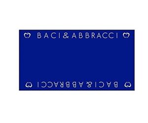 Telo Mare Asciugamano da Spiaggia in Morbida Spugna 100% Cotone Mare Piscina Baci & Abbracci Beachwear 90x170cm (AZZURRO)