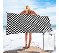 Telo mare bandiera a scacchi, teli mare in microfibra, oversize, asciugatura rapida (31,5 "X 63") antisabbia, assorbente, compatto, coperta da spiaggia, asciugamano leggero per il nuoto, sport