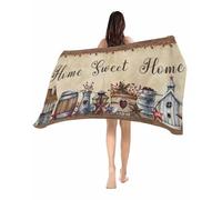Telo Mare Barn Star Sweet Home Red Berry Vintage Coperta da Viaggio Super Morbido Bambini Teli Viaggio, per Home, Sport, Picnic, 80x130cm