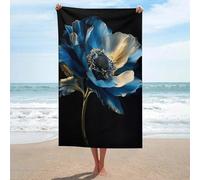 Telo mare blu e oro con petali in microfibra senza sabbia, grandi asciugamani da doccia multiuso assorbenti per bagno piscina 130 x 80 cm