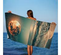 Telo Mare Cielo stellato Luna Telo Mare Microfibra 220x100 cm,Asciugamano Palestra Leggero,Salvietta da Spiaggia Compatta,Antisabbia,Asciugatura Rapida,Assorbente,per Viaggi Spiaggia Nuoto J1-957