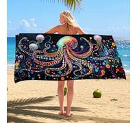 Telo mare colorato con polipo, design subacqueo, ad asciugatura rapida, in morbida microfibra, senza sabbia, leggero, per piscina, picnic, 178 x 89 cm