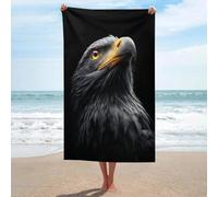 Telo mare con aquila che guarda verso l'alto, in microfibra, senza sabbia, grande, multiuso, assorbente, per bagno e piscina, 130 x 80 cm