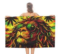 Telo mare con bandiera della Giamaica, rasta, leone rasta, per adulti, telo da viaggio, piscina, palestra, campeggio, 130 x 80 cm