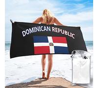 Telo mare con bandiera della Repubblica Dominicana, teli mare in microfibra, oversize, ad asciugatura rapida (31,5" x 63") a prova di sabbia, assorbente, compatto, telo da spiaggia, asciugamano legger