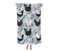 Telo mare con galline in stile rustico, 79x130 cm, gallo rustico, senza sabbia, in microfibra, ultra morbido, ad asciugatura rapida, assorbente, leggero, ideale per la piscina e per l'arredamento d