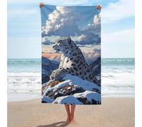 Telo mare con leopardo delle nevi in microfibra senza sabbia, asciugamano da doccia grande, multiuso, assorbente, per bagno e piscina, 130 x 80 cm