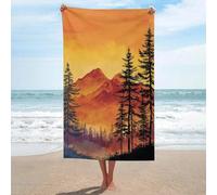 Telo mare con paesaggio montano alberi alti cielo arancione telo mare in microfibra senza sabbia grandi asciugamani doccia multiuso assorbente per bagno piscina 130 x 80 cm