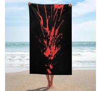 Telo mare con schizzi di sangue su nero, in microfibra, senza sabbia, grande, multiuso, assorbente, per bagno e piscina, 130 x 80 cm