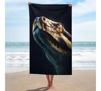 Telo mare con serpente che guarda verso l'alto, in microfibra, senza sabbia, grande, multiuso, assorbente, per bagno e piscina, 130 x 80 cm