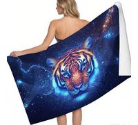Telo Mare Coperta Spiaggia Tigre geometrica 200 x 100 cm Blu Microfibra Leggero Portatile Asciugatura Rapida per Mare Piscina