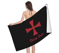 Telo Mare Deus Vult Knights Templar Asciugamano da Sauna Asciugatura Rapida Asciugamano da Spiaggia Senza Sabbia Teli Mare per Viaggi Sport Palestra 80X130CM