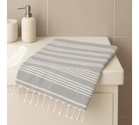 Telo Mare Fouta 100% Cotone, Made in Italy Stile Orientale ideale per Sauna, Yoga, Picnic - Telo Spiaggia e Piscina - Asciugamano Bagno e Doccia Lavabile in Lavatrice (Grigio, Grande 90x160)