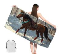 Telo Mare Grande 100x200cm Caballo Telo Mare Microfibra con Tasche,Asciugatura Rapida,Antisabbia,Compatto Leggero Beach Towel Uomo Bambina per Piscina,Campeggio,Picnic,Yoga,Palestra,Sport,Selva,yj-345