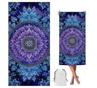 Telo Mare Grande 60x120cm Azul Telo Mare Microfibra con Tasche, Asciugatura Rapida, Antisabbia,Compatto Leggero Beach Towel Uomo Bambina per Piscina,Campeggio,Picnic,Yoga,Palestra,Sport,Mandala,yj-389