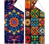 Telo Mare Grande 60x120cm Mandala Telo Mare Microfibra Geometria Stuoia Spiaggia 2 Pezzi, Compatta Antisabbia, Asciugatura Rapida, Teli Palestra per Spiaggia Palestra Yoga Viaggi Sauna Regalo OC-585