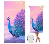 Telo Mare Grande 60x120cm Pavo real Telo Mare Microfibra con Tasche,Asciugatura Rapida,Antisabbia,Compatto Leggero Beach Towel Uomo Bambina per Piscina, Campeggio, Picnic, Yoga, Palestra,Océano,yj-387