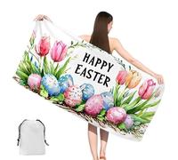 Telo Mare Grande 70x140cm Pascua de Resurrección Telo Mare Microfibra con Tasche,Asciugatura Rapida,Antisabbia,Compatto Leggero Beach Towel Uomo Piscina,Campeggio,Yoga,Palestra,Huevos de Pascua,yj-521
