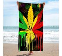 Telo Mare Grande 90x180 cm 3D Dipingere Graffiti Foglia Di Marijuana, Teli Mare Grandi Microfibra Telo Mare da Assorbente per Adulti e Bambini， Asciugamani per Palestra, Nuoto， Viaggio， Campeggio