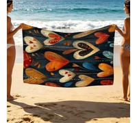Telo Mare Grande A forma di cuore, Telo Mare 100x150cm Asciugatura Rapida Resistente alla Sabbia per Spiaggia Estiva Outdoor, Semplicità Beach Towel 100 x 150 come Asciugamano da Bagno SLJT-4931