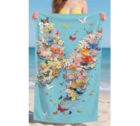 Telo Mare Grande Blu Telo Mare Bambina Asciuga in un Lampo Telomare Anti-Sabbia Beach Towel Assorbente Ideale per Spiaggia Spiaggia Subacquea Surf Attività Avanzato Dimensioni 75x160cm Farfalla bz-679