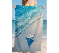 Telo Mare Grande Blu Telo Mare Bambina Asciuga in un Lampo Telomare Anti-Sabbia Beach Towel Assorbente Ideale per Spiaggia Spiaggia Subacquea Surf Attività Avanzato Dimensioni 76x152cm Oceano bz-673