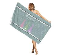 Telo Mare Happy Easter Colorful Bunny And Wave DOT Coperta Sportiva Senza Sabbia Ultra-Assorbente Telo Sauna, per Yoga, Sport, Surfboard, 80x130cm