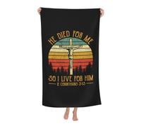 Telo Mare He Died for Me So I Live for Him Teli Mare Asciugatura Rapida Asciugamano da Sauna Morbido Telo Doccia per Campeggio Palestra Sport 80X130CM