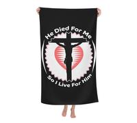 Telo Mare He Died for Me So I Live for Him Telo Doccia Asciugatura Rapida Asciugamano da Sauna Senza Sabbia Teli Mare per Campeggio Palestra Sport 80X130CM