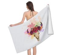 Telo Mare Head with Flowers Telo Doccia Morbido Teli Mare Alta qualità Asciugamano da Sauna per Viaggi Campeggio Piscina 80X130CM