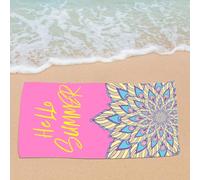 Telo mare Hello Summer Theme con mandala fiore design leggero ad asciugatura rapida coperta piscina vacanze all'aperto uso viaggio