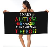Telo Mare I Have Autism And That Makes Me The Boss Asciugamano da Sauna Alta qualità Asciugamano da Spiaggia Morbida Telo Doccia per Viaggi Palestra Campeggio 80X130CM
