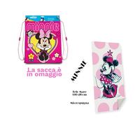 TELO MARE IN COTONE MINNIE MOUSE + SACCA IN OMAGGIO ASCIUGAMANO PER MARE PISCINA