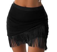 Telo mare in microfibra leggero - sarong pareo donna cotone poncho spiaggia nero teli da spiaggia opaco mini gonna spiaggia panno gonna avvolgente gonna corta estate gonna spiaggia wrap poncho frangia