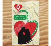 Telo Mare in spugna personalizzato con Coordinate del Vostro Luogo del Cuore