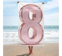 Telo mare in vetro 3D con numeri 8, in microfibra, senza sabbia, grande, multiuso, assorbente, per bagno e piscina, 130 x 80 cm